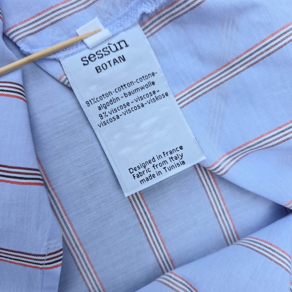 Sessun Botan Blue Stripe Button Up Shirt Womens M Relaxed French Minimalist - Picture 8 of 9